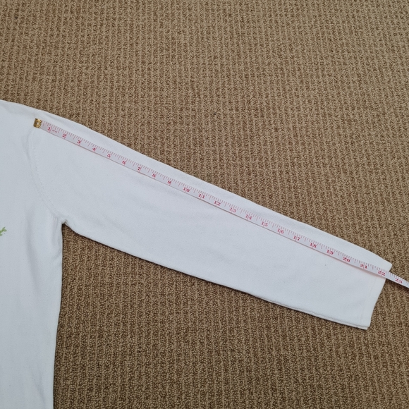 Crystal-Kobe Women's White Sweater Cardigan Pink Flower Embroidery Petite M - Picture 16 of 16